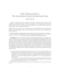 Math 512 Homework Set 5: The Automorphism Group of the