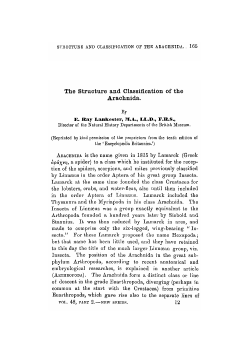 The Structure and Classification of the Arachnida.