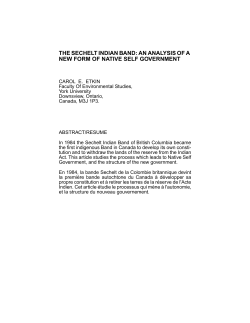 the sechelt indian band: an analysis of a new form of native self