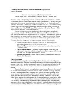 Teaching the Canterbury Tales in American high schools