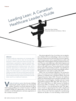 Leading Lean: A Canadian Healthcare Leader`s Guide