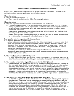 Since You Asked - Gatsby Questions Raised by Your Class