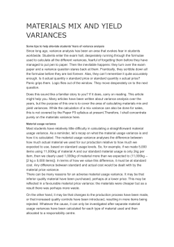 MATERIALS MIX AND YIELD VARIANCES