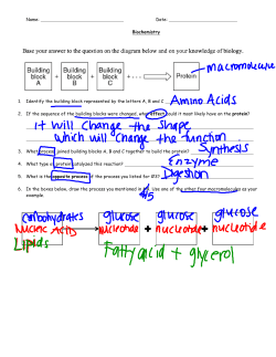 Name: Date: Biochemistry 1. Identify the building block represented