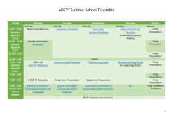 ADEPT Summer School Timetable