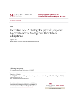 Preventive Law: A Strategy for Internal Corporate Lawyers to Advise