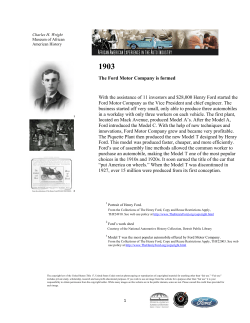 The Ford Motor Company is formed With the assistance of 11