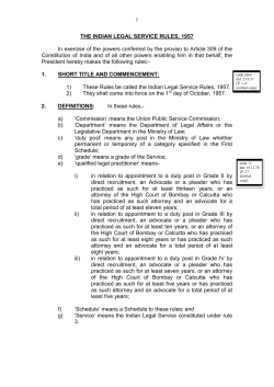 1 THE INDIAN LEGAL SERVICE RULES, 1957 In exercise of the