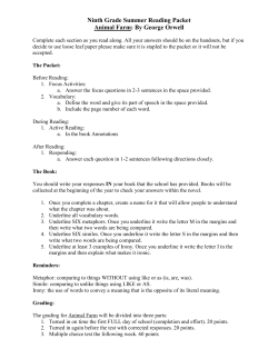Ninth Grade Summer Reading Packet Animal Farm