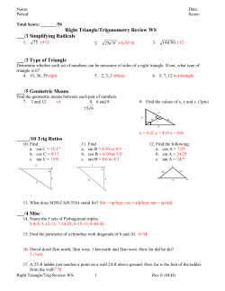 Right Triangle/Trigonometry Review WS