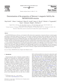 Determination of the properties of Mercury`s magnetic field by the