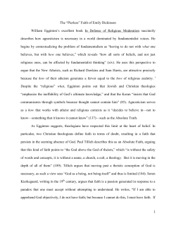 &ldquo;Pierless&rdquo; Faith of Emily Dickinson William Egginton`s excellent book