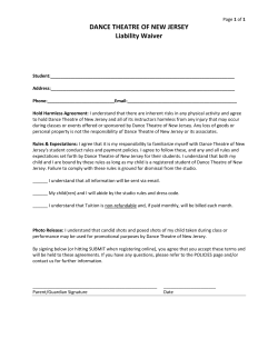 DTNJ waiver - Dance Theatre of New Jersey