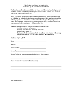 The Becky Artz Memorial Scholarship - Stow