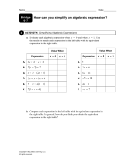 How can you simplify an algebraic expression? Bridge 6-7