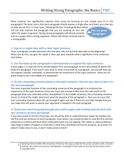 Strong Paragraphs - University of Victoria