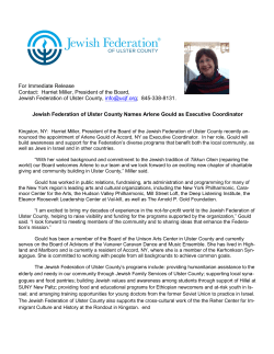 For Immediate Release Contact: Harriet Miller, President of the