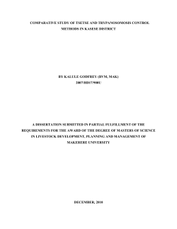 Comparative study of tsetse and trypanosomosis control methods in