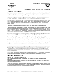 2010 Assessment Report 2010 Religion and Society GA 3