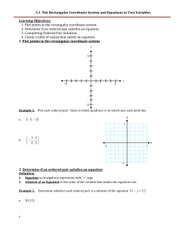 3.1 The Rectangular Coordinate System and Equations in Two