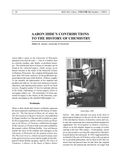 aaron ihde`s contributions to the history of chemistry