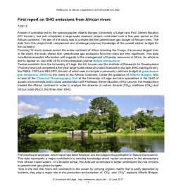 First report on GHG emissions from African rivers