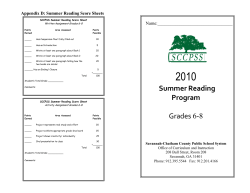 Summer Reading Program Grades 6-8