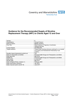 Guidance for the Recommended Supply of Nicotine Replacement