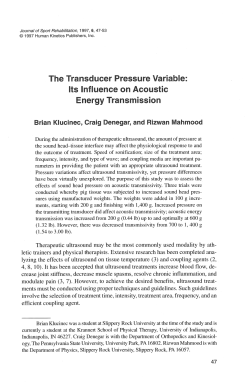 The Transducer Pressure Variable: Its influence on