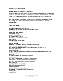 Cardholder Agreement - Brink`s Prepaid Mastercard