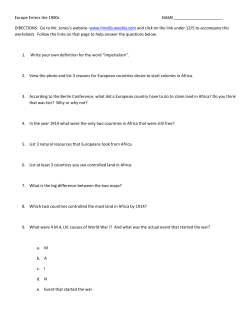 Europe Enters the 1900`s Handout
