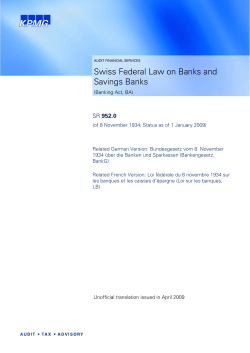 Swiss Federal Law on Banks and Savings Banks (Banking Act, BA)