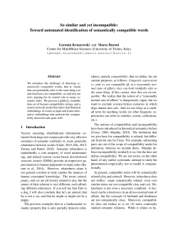 So similar and yet incompatible: Toward - clic-cimec