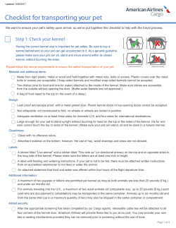 Checklist for pet transport