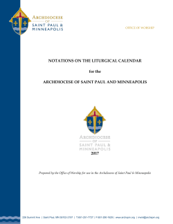 Liturgical Calendar for 2017 - Archdiocese of Saint Paul and