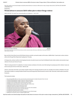 Michael Johnson to announce $600 million plan to reduce Chicago