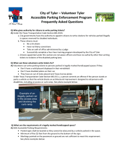 City of Tyler &ndash; Volunteer Tyler Accessible Parking Enforcement