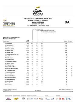 FIS FREESTYLE SKI WORLD CUP 2017 SUPER SERIES