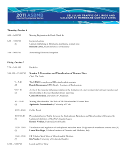 Session I: Formation and Visualization of Contact Sites