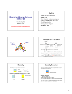 Material and Energy Balances CHEN 2120 Outline Example: 6.42