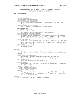 LECTURE NOTES FOR CS-5330: IBM PC ASSEMBLY LANGUAGE