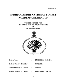 Tender for Training the IFS Probationers in Motor Driving