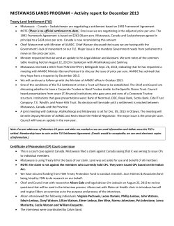 Mistawasis lands summary.Oct.2013newsletter