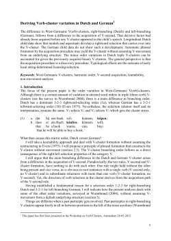 Deriving Verb-cluster variation in Dutch and German