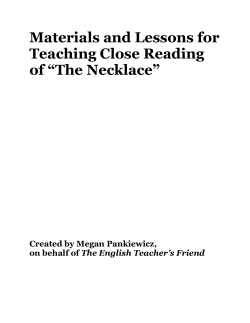 Materials and Lessons for Teaching Close Reading of &ldquo;The Necklace&rdquo;