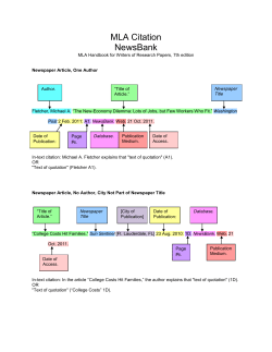 MLA Citation NewsBank