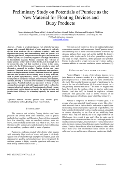Preliminary Study on Potentials of Pumice as the New Material for