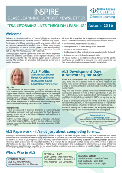 Inspire Additional Learning Support Newsletter Autumn 2016