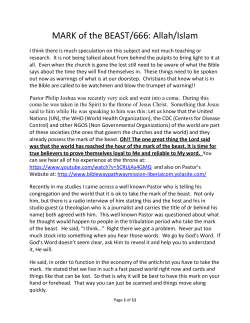 MARK of the BEAST/666: Allah/Islam