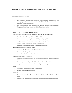 CHAPTER 18 &ndash; EAST ASIA IN THE LATE TRADITIONAL ERA